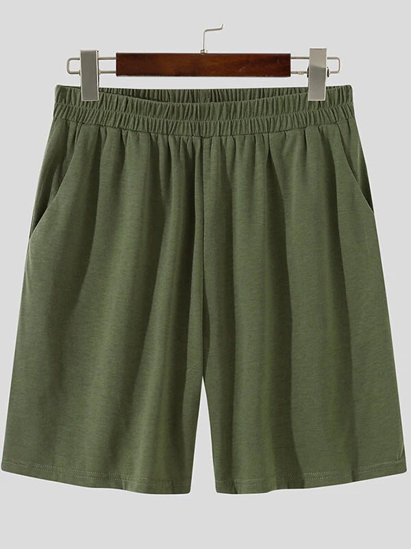 Mens Solid Drop Shoulder Casual Two Piece Outfits