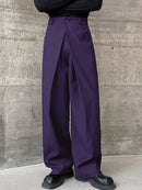 INCERUN Men Pants Fashion Design Solid Color Button Pants Wide Leg Streetwear with Side Pockets S-5XL