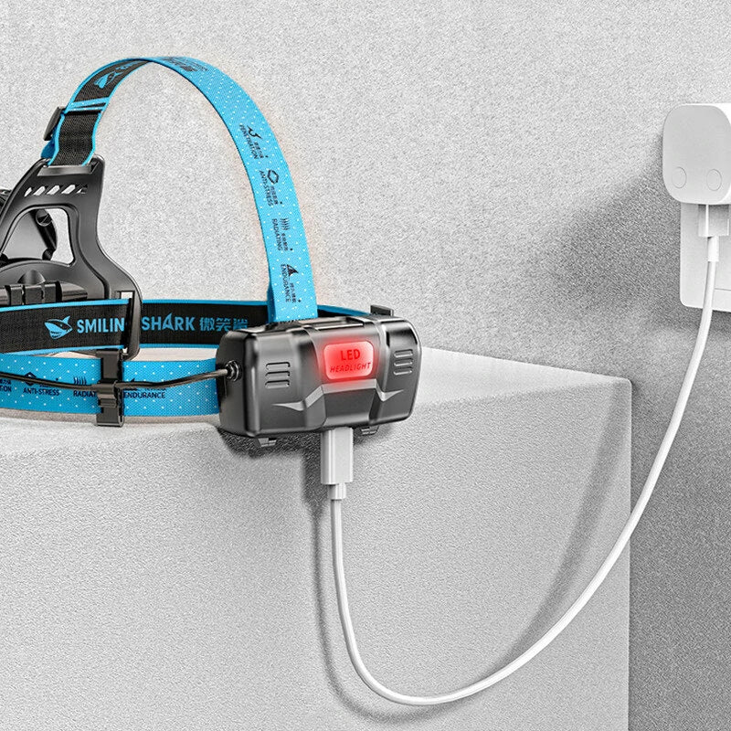 Smiling Shark Ultra Bright Motion Sensor USB Rechargeable LED Headlamp High Lumens for Outdoor Activities Emergencies Head lamp Headlight