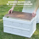 30L Outtdoor Folding Box Storage Box Camping Storage Box Car Trunk Storage Box Wooden Cover Foldable Trunk Storage