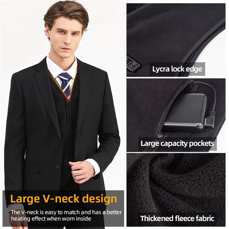 TENGOO HS-05 V-neck Slimming 5 Areas Smart Heating Vest 3 Gear Temperature USB Charging Winter Warmth Cold-proof Waistcoat for Men Women Elderly People