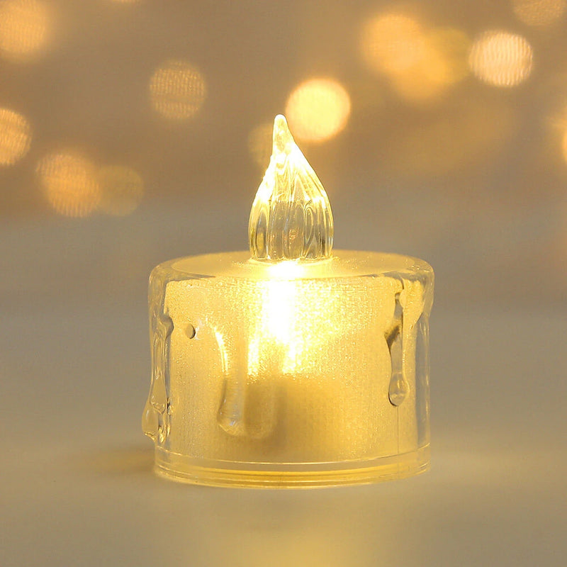 24pcs LED Crystal Candle Lights Candles Lit Flameless Candles Pillars Flickering Candles Night Lit Homecoming Party Ramadan Wedding Christmas Decoration