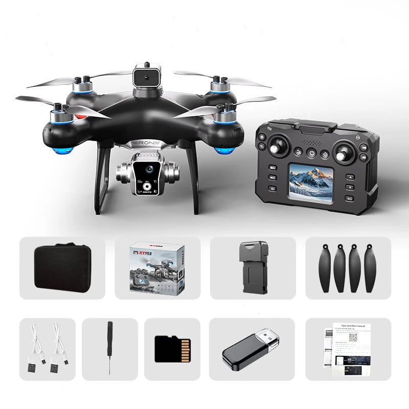 XKJ KY102 WiFi FPV with LCD Screen Controller HD Dual Camera Servo Gimbal 360 Obstacle Avoidance Brushless RC Drone Quadcopter RTF