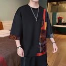 INCERUN Mens T Shirts Loose Fit Casual T-shirts for Men Print Patchwork Fashion Male Tee Tops Summer Short Sleeve Men Clothing