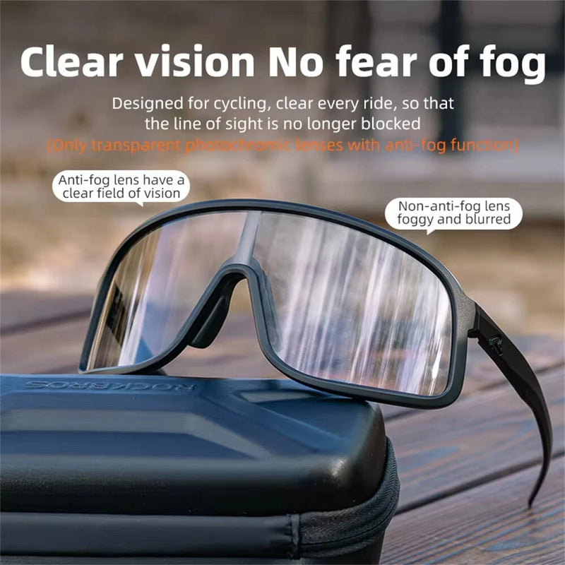 ROCKBROS SP350 Photochromic Cycling Goggles Anti-Fog HD Large-frame Lens Outdoor Sports UV400 Protection Sunglasses