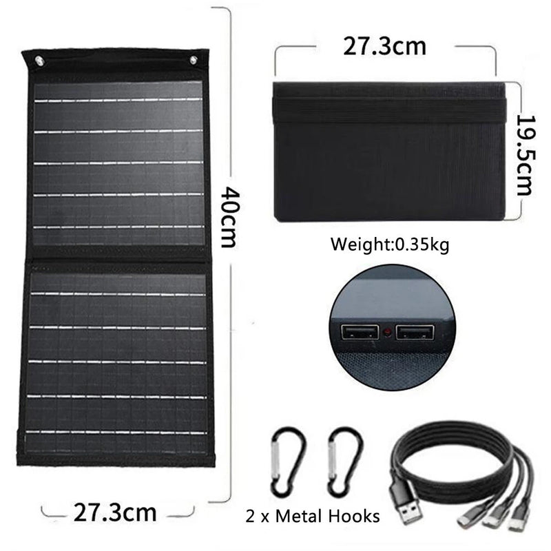 IPRee 10W 5V Portable Solar Panel Folding Bag Waterproof Dual USB Port Charger Mobile Power Bank for Phone Battery Outdoor