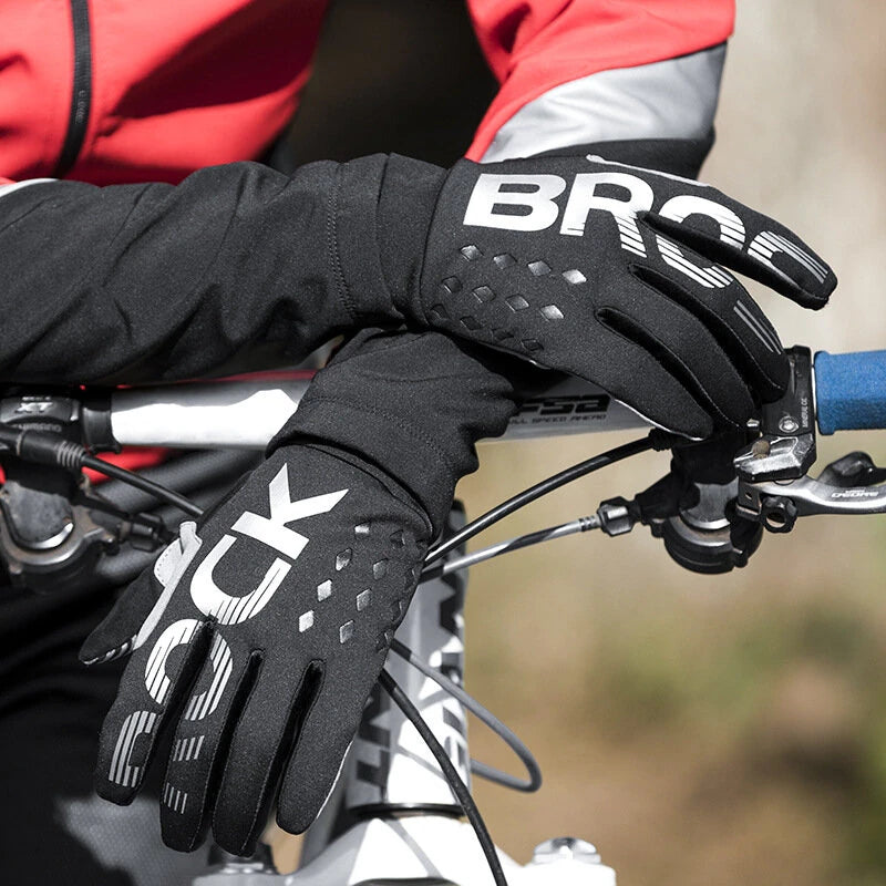 ROCKBROS Winter Warm Bike Glove Windproof Fleece Long Finger Touch screen Outdoor Sports for Running Riding