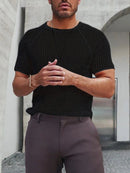 Mens Hollow Round Neck Short Sleeve T-Shirt