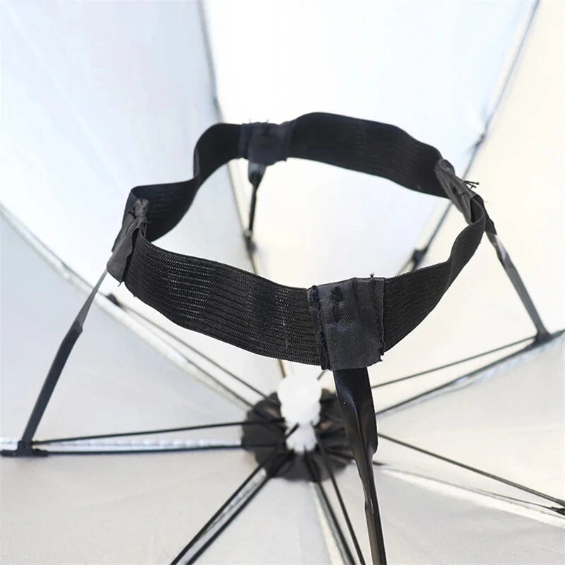 55cm Portable Rain Fishing Umbrella Hat Foldable Outdoor Fishing Anti-Sun Waterproof Umbrella Camping Head Cap Beach Head Hats
