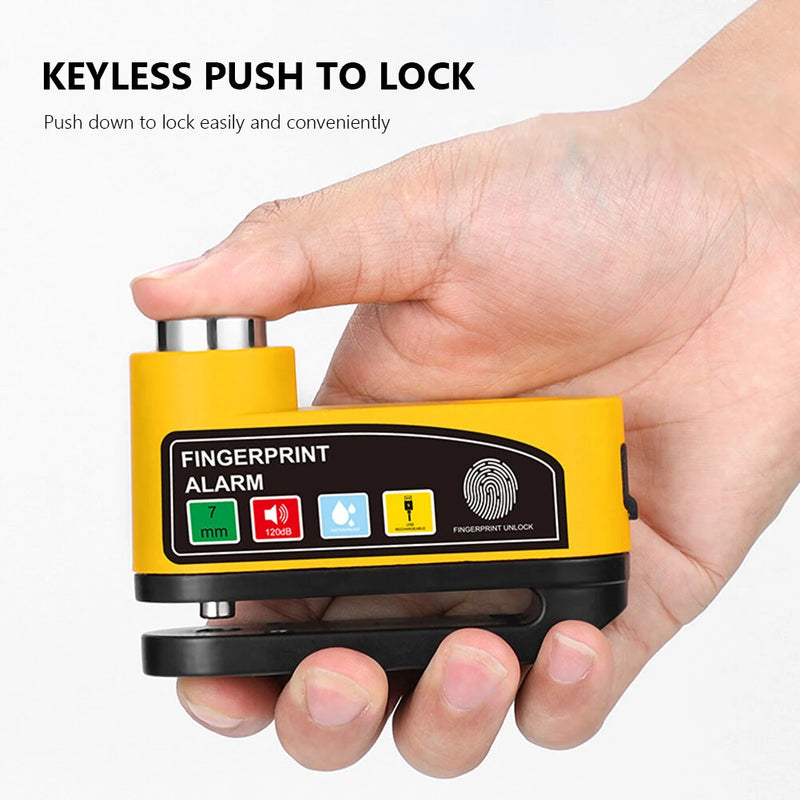 BENGGUO 120dB Bicycle Fingerprint Unlocking Disc Brake Lock USB Charging Waterproof Alarm Safety Protection Motorcycle E-Bike Anti-theft Lock