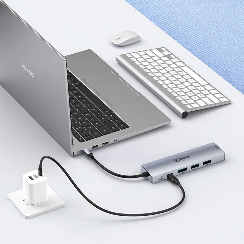 BIAZE 5-in-1 Type-C Docking Station with USB3.0 5Gbps Transmission  PD100W Type-C Fast Charging 4K@60Hz HD USB Hubs Splitter Adapter