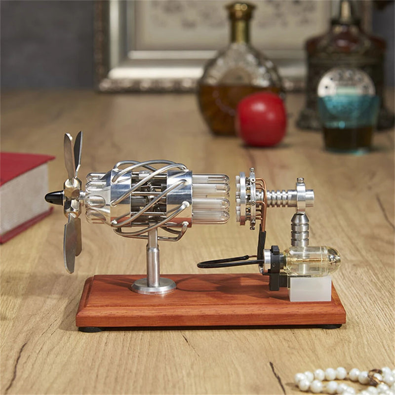 16 Cylinder Swash Plate Stirling Engine Model Quartz Glass Hot Air Creative Motor Engine Generator  Single / Double Gas Tank Science Discovery Technology Education Toys