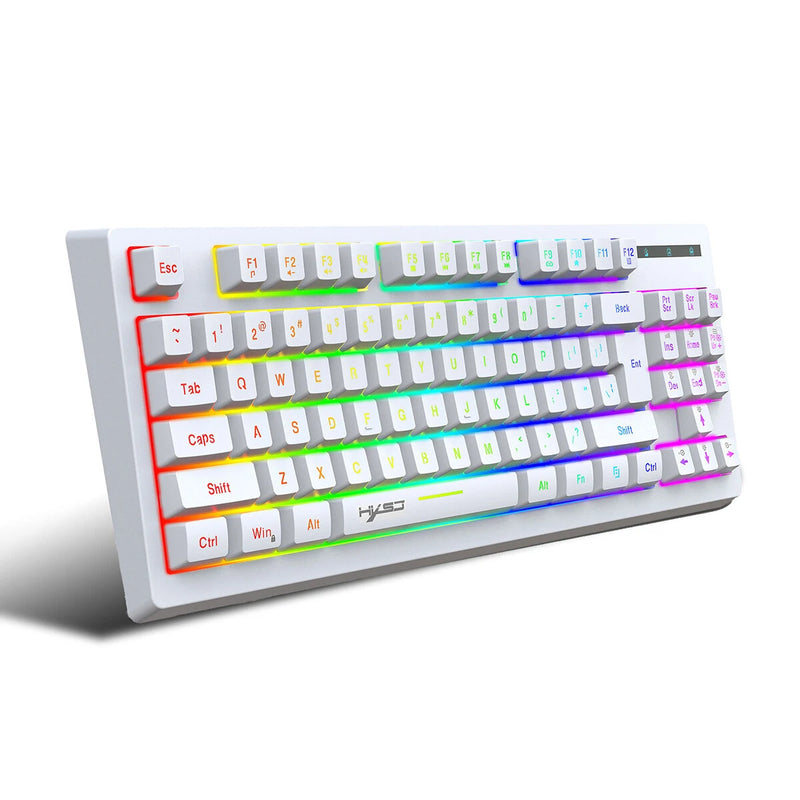 HXSJ L100 2.4G Wireless Keyboard 87 Keys Multimedia Function RGB Backlit Rechargeable Keyboard for Computer Laptop Home Office