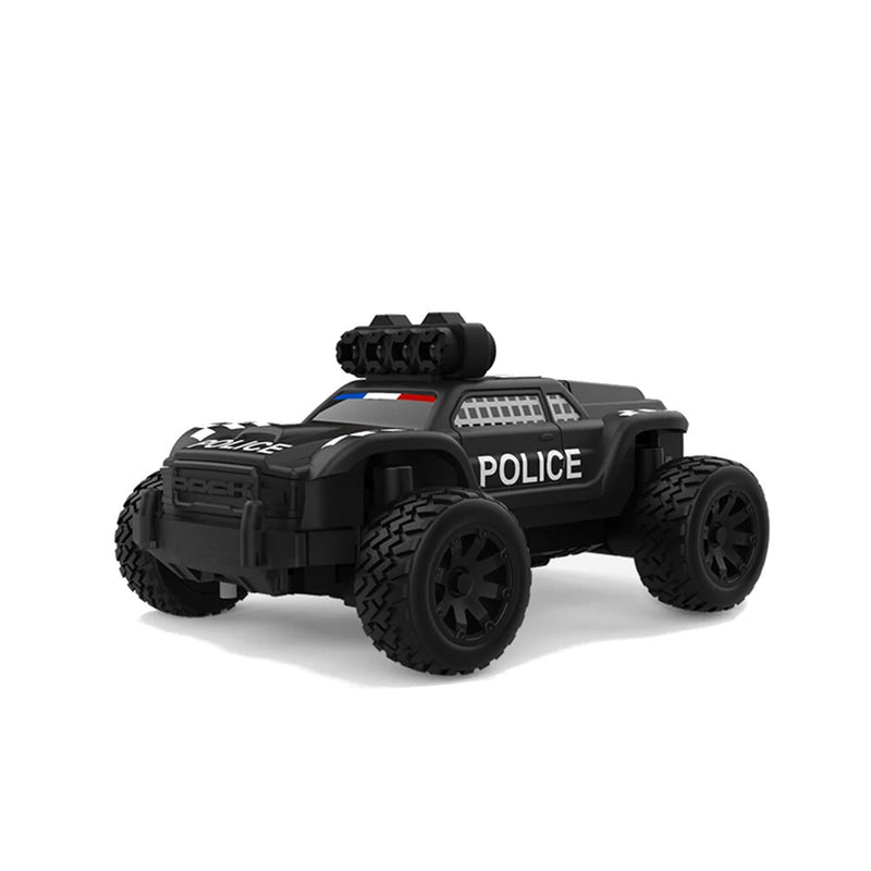 Turbo Racing C82 RTR 1/76 2.4G Mini RC Car Police Off-Road Truck LED Lights Full Proportional Vehicles Model Kids Children Toys