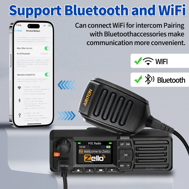 AIRITON AI-828 Mobile POC Car Radio Global GPS Unlimited Distance Network Zello Walkie Talkie Bluetooth 2G 3G 4G Android WIFI Car Radio