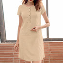 ZANZEA Womens Casual Loose Dress Holiday Short Sleeve Round Neck Plain Vestidos Sundress