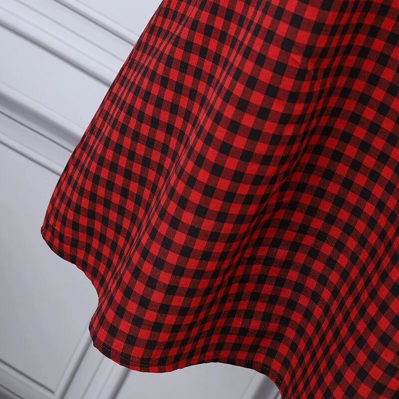ZANZEA Elegant Style Women's Dresses Daily Short Sleeve Lapel Plaid Loose Midi Shirt Dress
