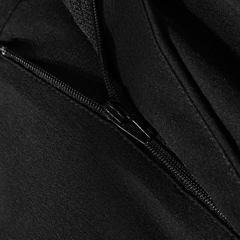 INCERUN Men Casual Black Pants Loose Joggers Solid Color Loose Wide Leg Overalls Trousers with Side Pocket Streetwear Casual Pantalones