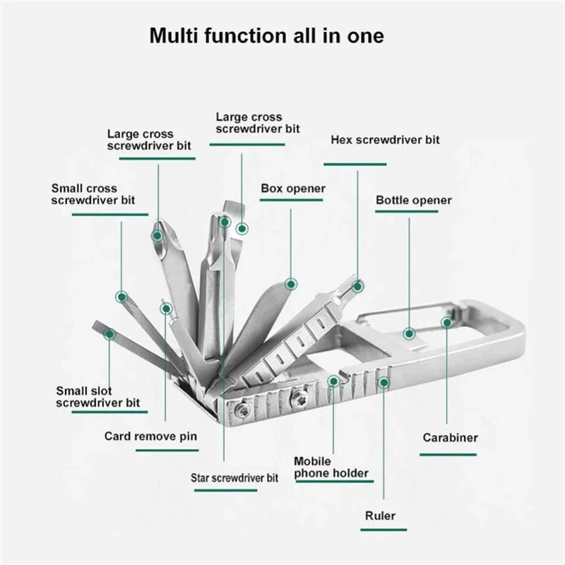 IPRee 13 in 1 Folding Multi-function Tool Stainless Steel Portable Bottle Opener Folding Screwdriver Outdoor Bicycle Repair Tool