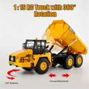 Huina Toys 1553 RTR 1/16 2.4G 11CH RC Car Dump Truck LED Light 360 Rotation Alloy Cab Engineering Remote Control Vehicles Desktop Model Collection Gift For Boys