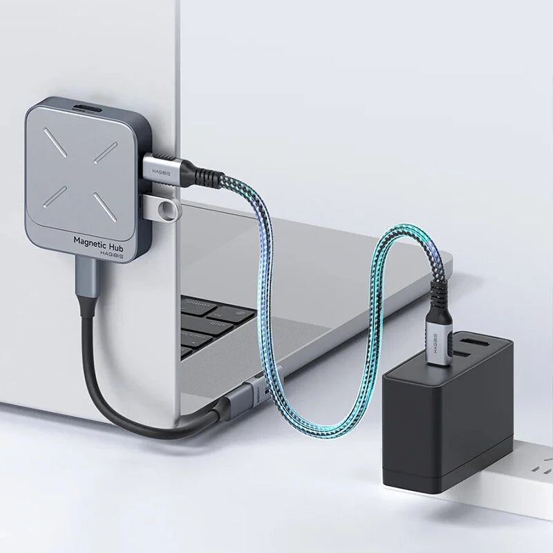 Hagibis TC100 Type-C Magnetic Docking Station with 10Gbps USB-A USB-C PD100W 4K/60Hz HD  3.5mm Audio SD/TF3.0 Card Reader Multi-ports Hubs Adapter
