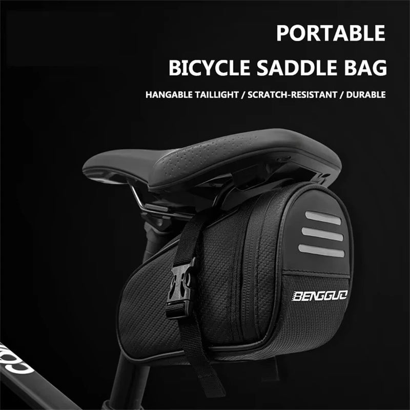 BENGGUO 1L Portable Bike Saddle Bag Hang Taillight Reflective Large Capacity Bicycle Under Seat Storage Pack for Outdoor Cycling
