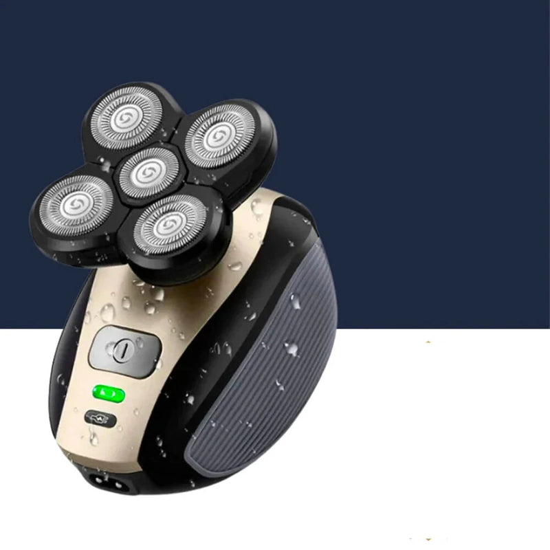 5-in-1 Electric Shaver Razor Rechargeable Shaver Washable 5 Blade Bald Head 4D Floating Cutting IPX7 Waterproof for Men