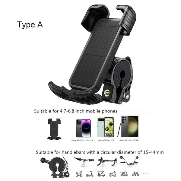 XANES YYS-443 Phone Holder 4.7"-6.8" Adjustable Phone Clip Stand Shockproof Portable Bike Holder Phone Bracket for Bicycle Motorcycle