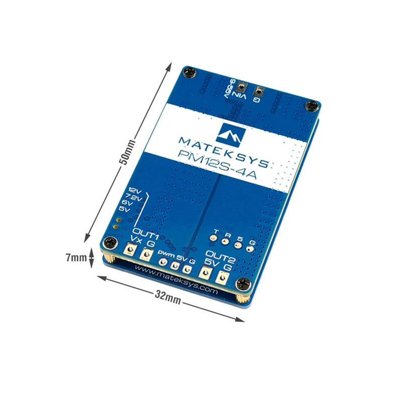 MatekSys PM12S-4A Power Module 9-55V Dual Step-Down Voltage Regulators with TVS Protection for RC FPV Racing Drones