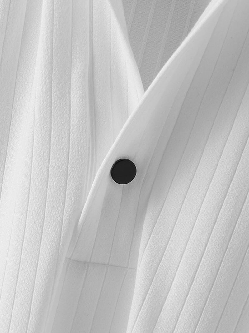 INCERUN Mens Thin Knitted Fabric Cut-off Short Sleeve Tops Lapel Shirts