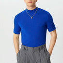 INCERUN Mens Solid Half-Collar Short Sleeve T-Shirt