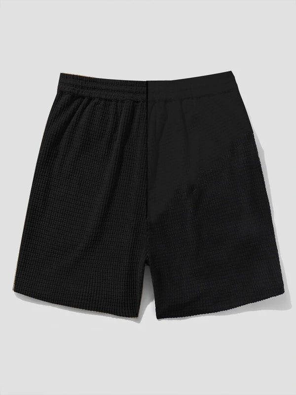 Mens Ethnic Geometric Funny Face Pattern Patchwork Corduroy Shorts