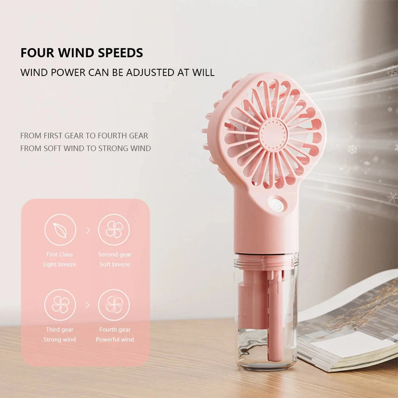 Mini Air Conditioner USB Rechargeable with Nanotechnology Cooling Mist Powerful Motor 4-Speed Wind Adjustable Efficient Cooling and Humidifying Function Ideal for Home Office and Dorm