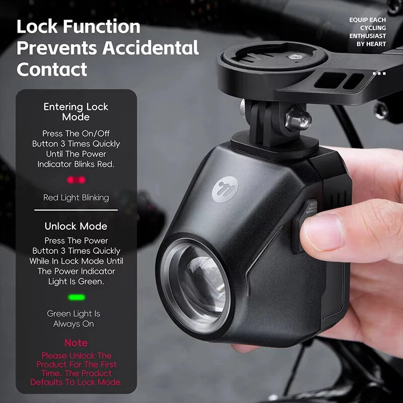 WEST BIKING Wireless Remote Bike Overhang Light 1600 Lumen Super Bright Lighting Cut-Offline Safe Design IP66 Waterproof Type-C Hanging Bicycle Headlight Flashlight