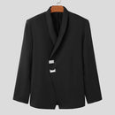 INCERUN Men Long Sleeved Blazer with Slanted Lapels and Metal Buttons and Shoulder Pads Fashion Loose Fit Blazers for Big Men Large Size S-5XL