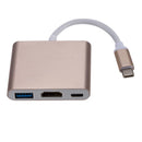 USB 3.1 Converter USB-C to HD Adapter Hub 3-in-1 Type-C to HDMI/USB 3.0/Type-C Aluminum for Apple Macbook Adapter