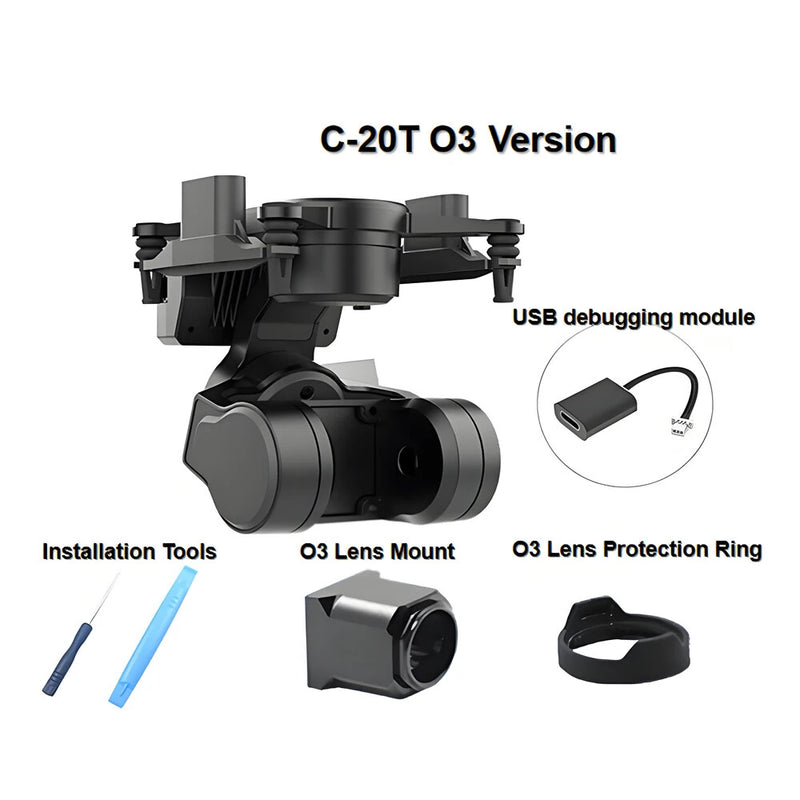 XF C-20T Gimbal 19mm Camera Support DJI O3 Unit WalkSnail Moonlight Avatar for Fixed-wing FPV Racing Drone