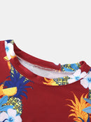 Mens Fashion Floral Printing Crew Neck Breathable Short Sleeve Casual T-Shirts