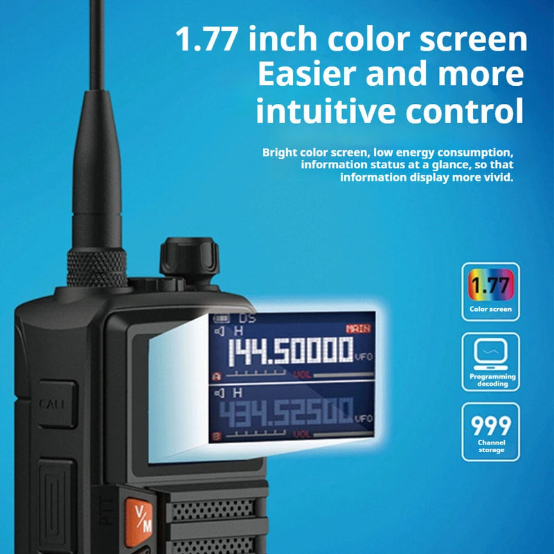 BAOFENG AS-53H High-Power Walkie Talkie Long Range 999 Channels UHF/VHF Two-Way Radio with FM Radio Type-C Charging Outdoor Communication Device EU Plug