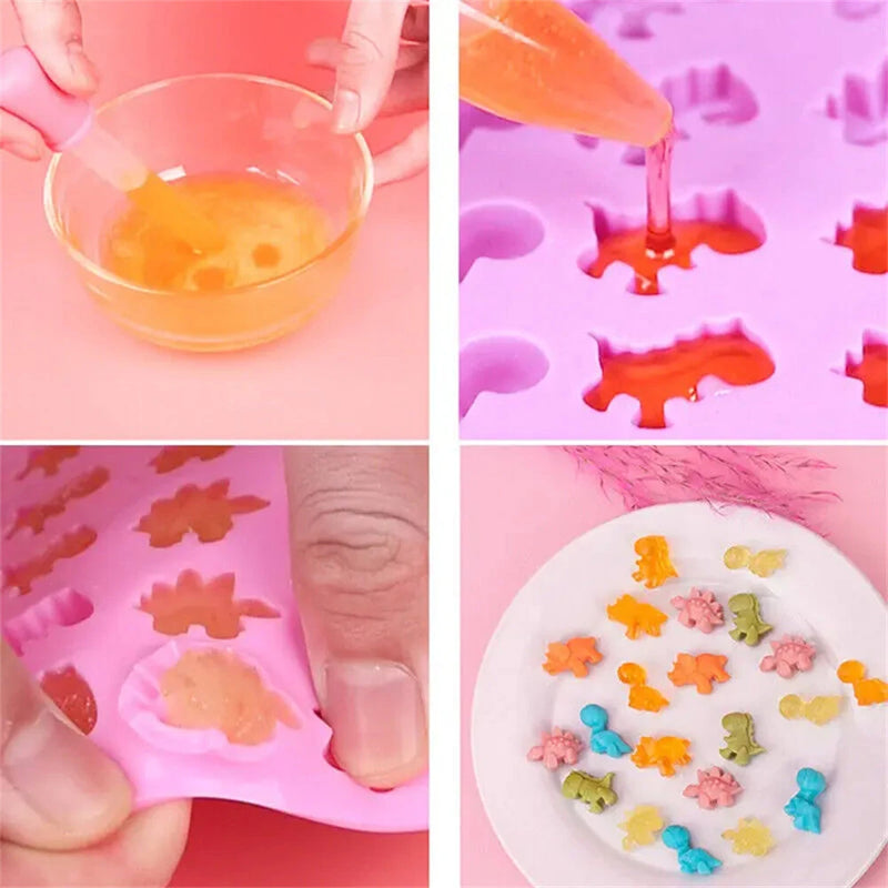 48 Holes Silicone Dinosaur Mold Non Stick Easy Release Candy Chocolate Gummy Baking Molds