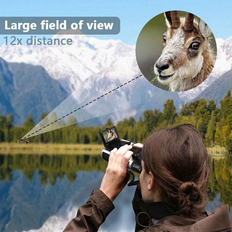 12x32 HD Binoculars Telescope With Screen Capture Photos And Record Videos DT40 For Mountain Climbing Travel Sports Competitions