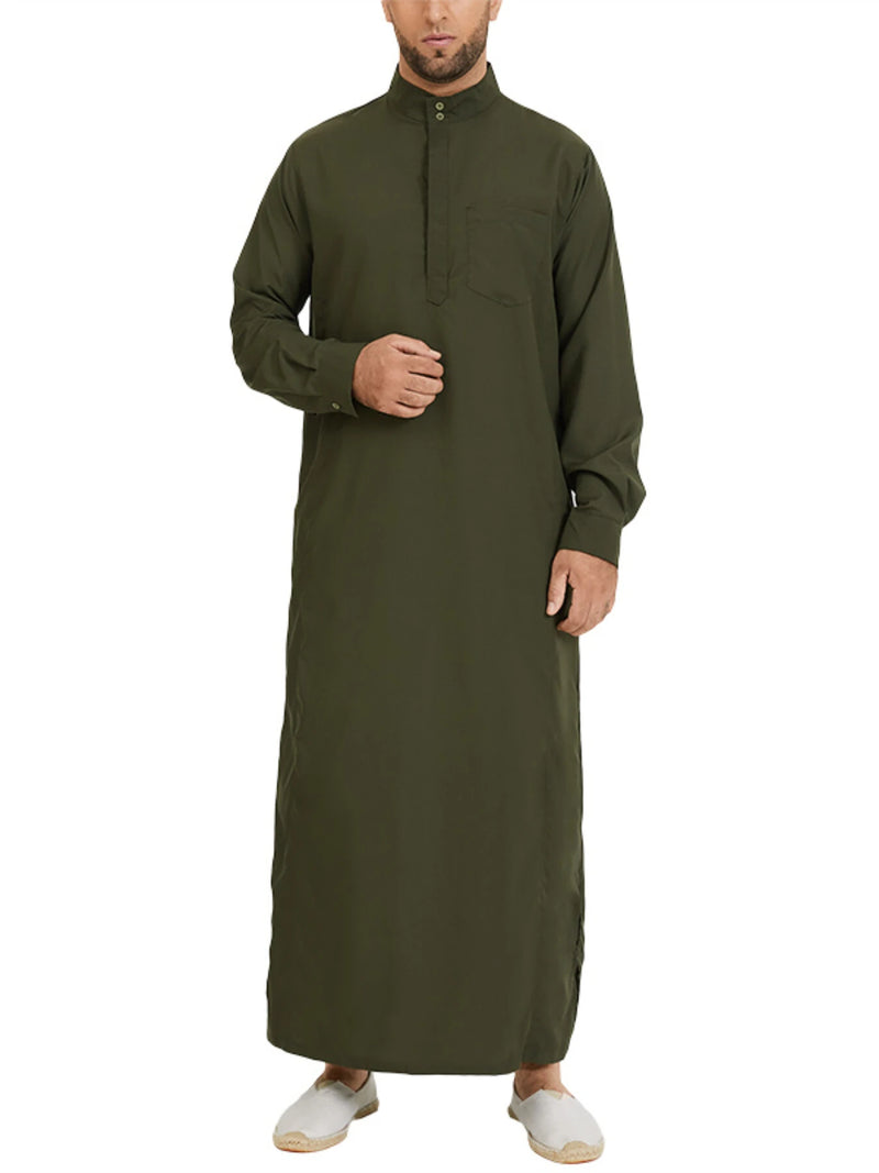 INCERUN Mens Robes Saudi Style Thobe Dishdash Jubba Arab Robe Islamic Clothing Long Maxi Dress Tops