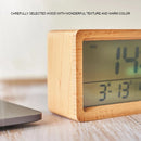 LED Wooden Digital Alarm Clock Multifunctional Large Screen Date Temperature Humidity Backlight 12/24 Hour Snooze Table Clock