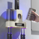 Smart Toothbrush Sterilizer UV Light Toothbrush Holder Toothpaste Squeezer Dispenser Wall Mounted UV Sterilization Drying Toothbrush Storage Rack