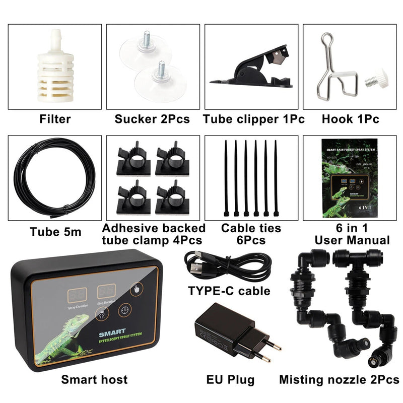 Reptile Intelligent Spray System Fogger Electronic Timer Terrarium Humidifier Automatic Mist Rainforest Kit Control Sprinkler
