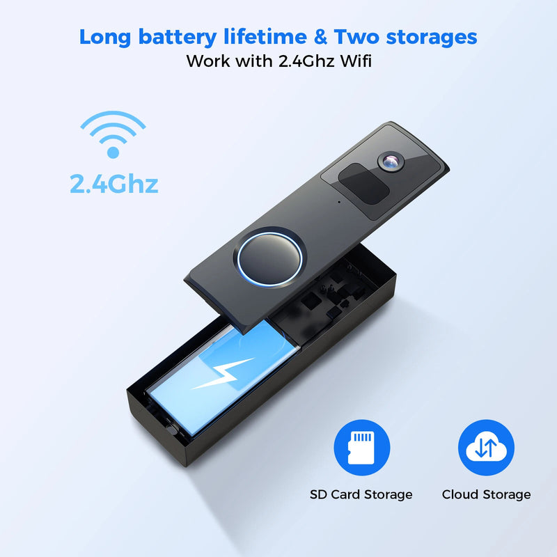 Hiseeu DB2 1080P 2MP WiFi Doorbell Camera IR Night Vision Smart PIR Motion Recognition Two-way Audio IP65 Waterproof 2.4G Wireless Home Ring Video Door Bell