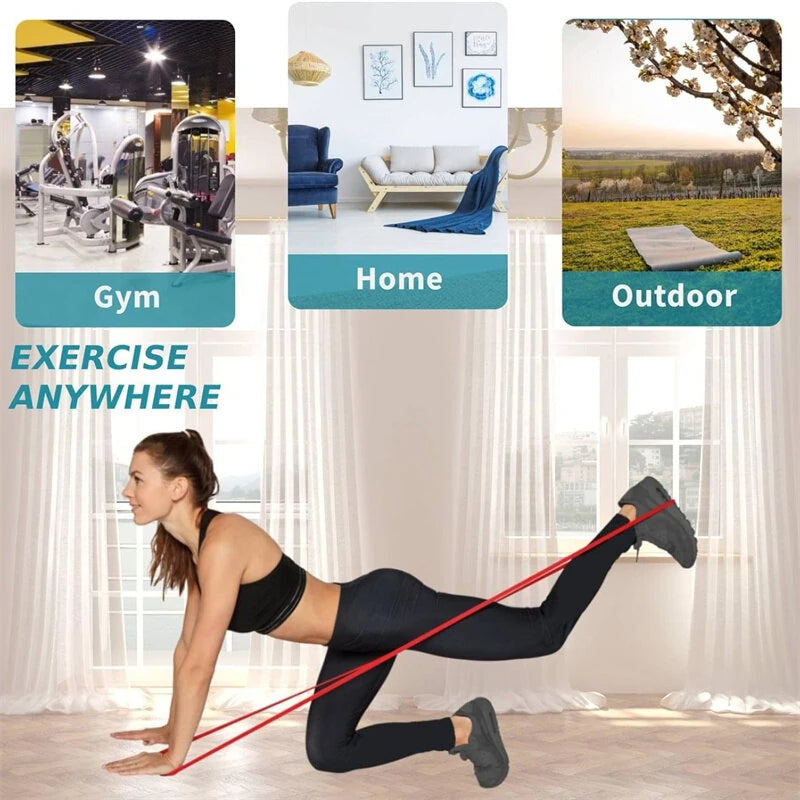KALOAD 4Pack Heavy Duty Latex Resistance Band Exercise Elastic Band Set For Sport Strength Pull Up Assist Band Workout Pilates Fitness Equipment