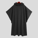 INCERUN Autumn Winter New Men's Loose Black Coats Stylish Irregular Hooded Cloak FashionLong Sleeve Trench Outwear Jackets S-5XL
