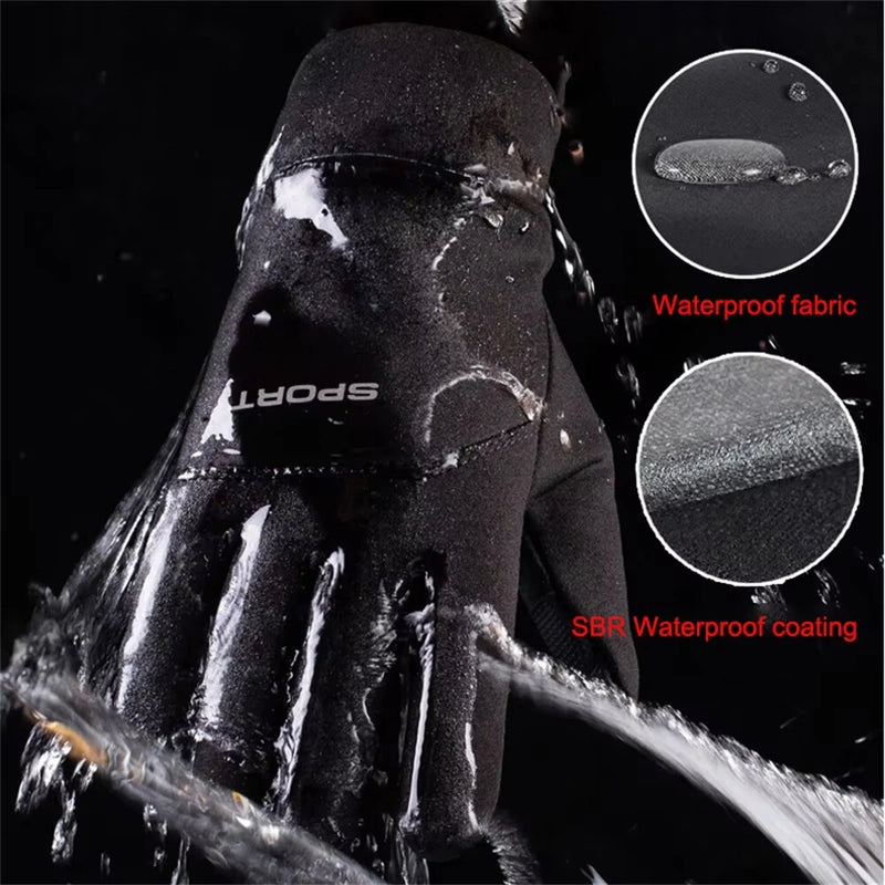 XANES Winter Outdoor Sports Cycling Gloves Windproof Waterproof Fleece Cold-Proof Ski Finger Touchscreen Non-Slip Motorcycle Gloves