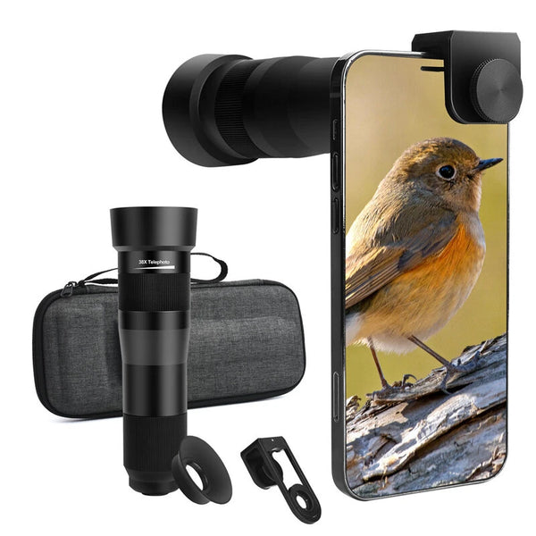 IPRee 38X HD Zoom Lens Phone Monocular Telescope with Tripod Smartphone Adapter for iPhone